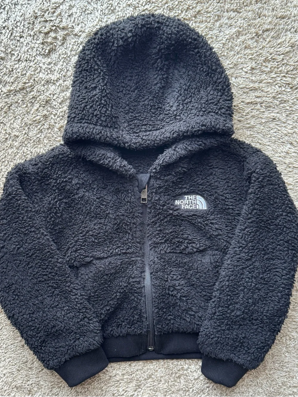 The North Face Black Sherpa Fleece Zip Hoodie Toddler Size 2T Cozy Full Zip